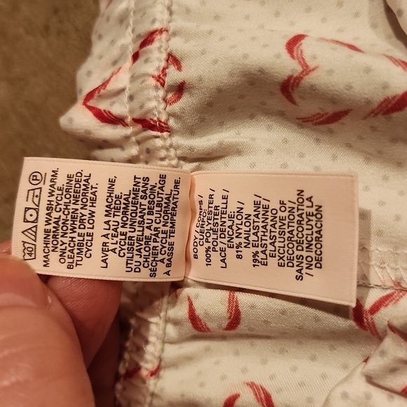 VICTORIA'S SECRET Red White & Pink Heart Print Lacy Cami & Tap Pants Size Large - Picture 6 of 9